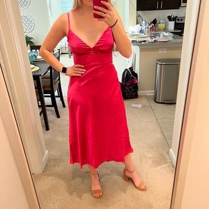 Hot pink satin dress